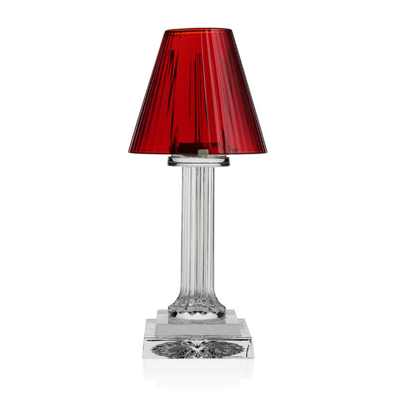 William Yeoward Carmen Candle Lamp Scarlet 12" / 30.5cm in Scarlet, handmade crystal, on a white background
