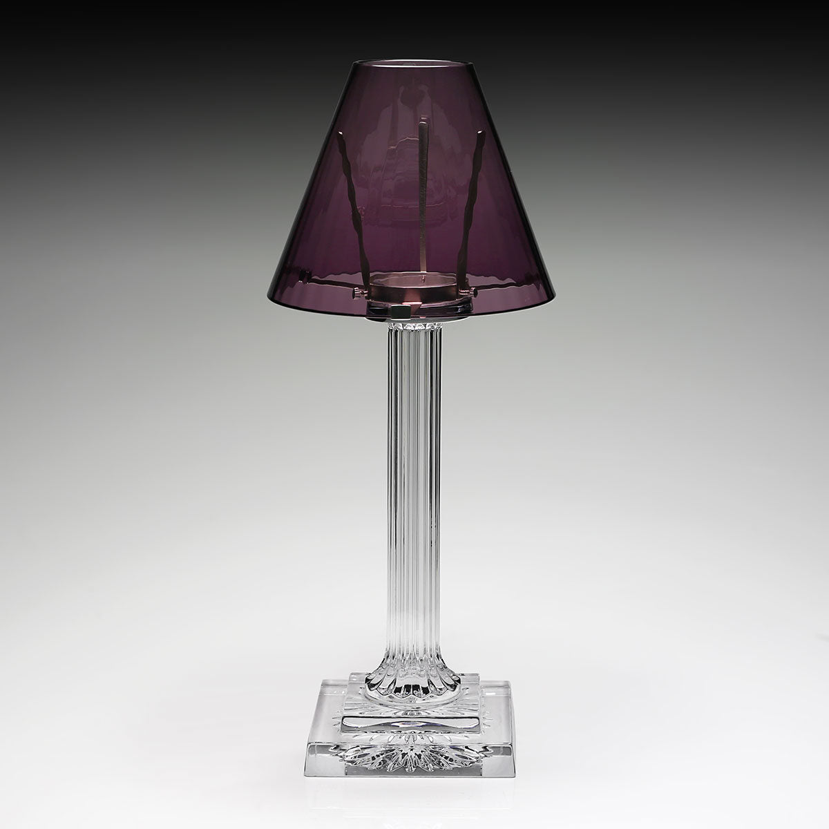 William Yeoward Carmen Candle Lamp Amethyst 16" / 40.5cm in Amethyst, handmade crystal, detail view