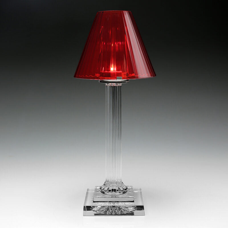 William Yeoward Carmen Candle Lamp Scarlet 16" / 40.5cm in Scarlet, handmade crystal, detail view