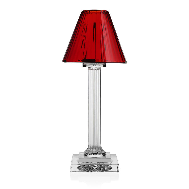 William Yeoward Carmen Candle Lamp Scarlet 16" / 40.5cm in Scarlet, handmade crystal, on a white background
