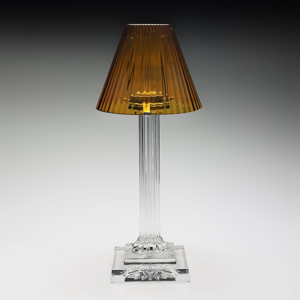 William Yeoward Carmen Candle Lamp Golden Amber 16" / 40.5cm in Golden Amber, handmade crystal, detail view