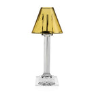 William Yeoward Carmen Candle Lamp Golden Amber 16" / 40.5cm in Golden Amber, handmade crystal, on a white background