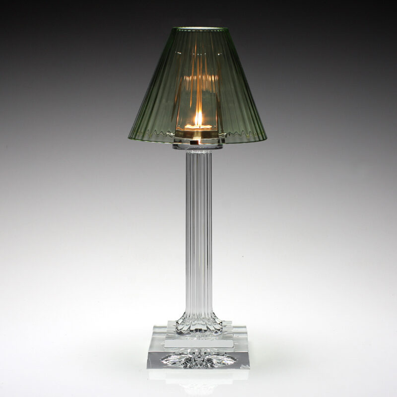 William Yeoward Carmen Candle Lamp Green 16" / 40.5cm in Green, handmade crystal, detail view