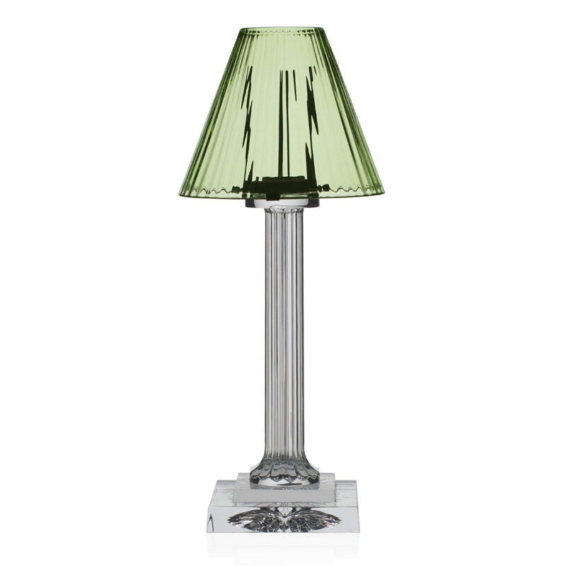 William Yeoward Carmen Candle Lamp Green 16" / 40.5cm in Green, handmade crystal, on a white background