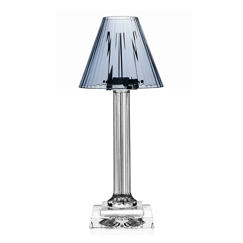William Yeoward Carmen Candle Lamp Ocean Blue 16" / 40.5cm in Blue, handmade crystal, on a white background