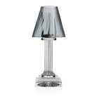 William Yeoward Carmen Candle Lamp Smoke 12" / 30.5cm in Smoke, handmade crystal, on a white background