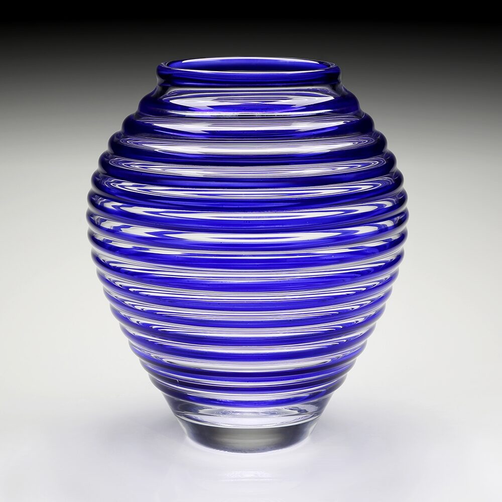 William Yeoward Circe Vase Blue 11" / 28cm in Blue, handmade crystal, detail view