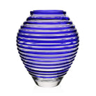 William Yeoward Circe Vase Blue 11" / 28cm in Blue, handmade crystal, on a white background