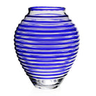 William Yeoward Circe Vase Blue 16" / 40.5cm in Blue, handmade crystal, on a white background