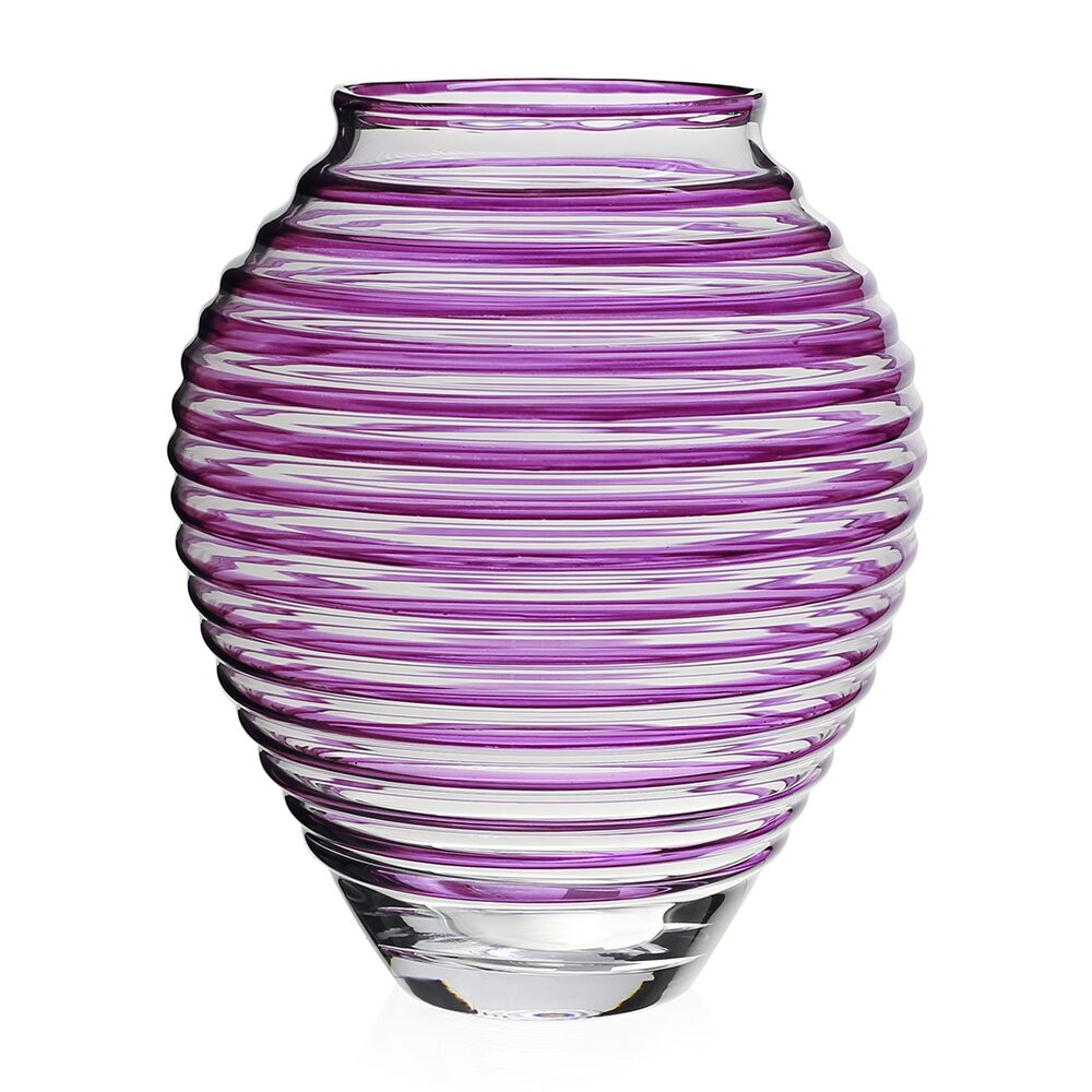 William Yeoward Circe Vase Amethyst 16" / 40.5cm in Amethyst, handmade crystal, on a white background