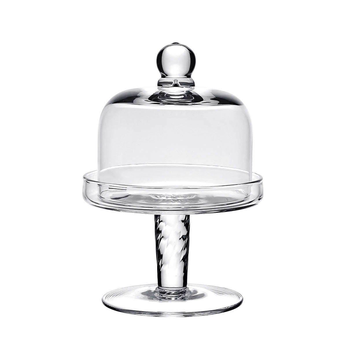 William Yeoward Classic Cake Dome & Stand 5"/ 125mm, handmade crystal, on a white background