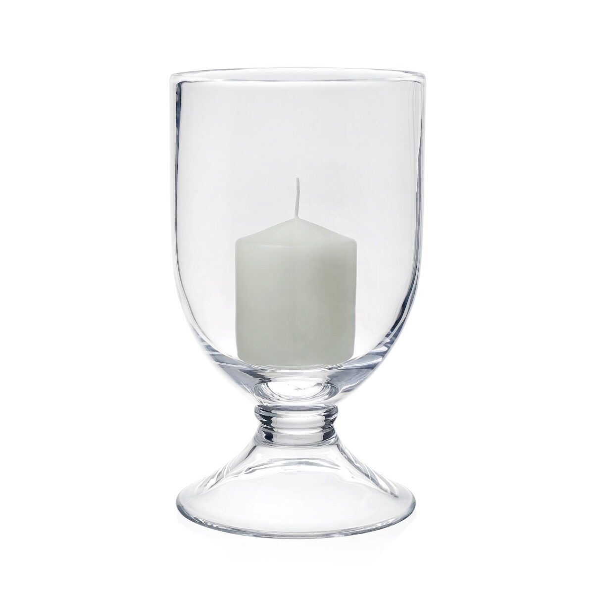 William Yeoward Classic Footed Hurricane 11" / 28cm with Candle, handmade crystal, detail view