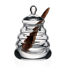 William Yeoward Classic Honey Jar with Spoon, handmade crystal, on a white background
