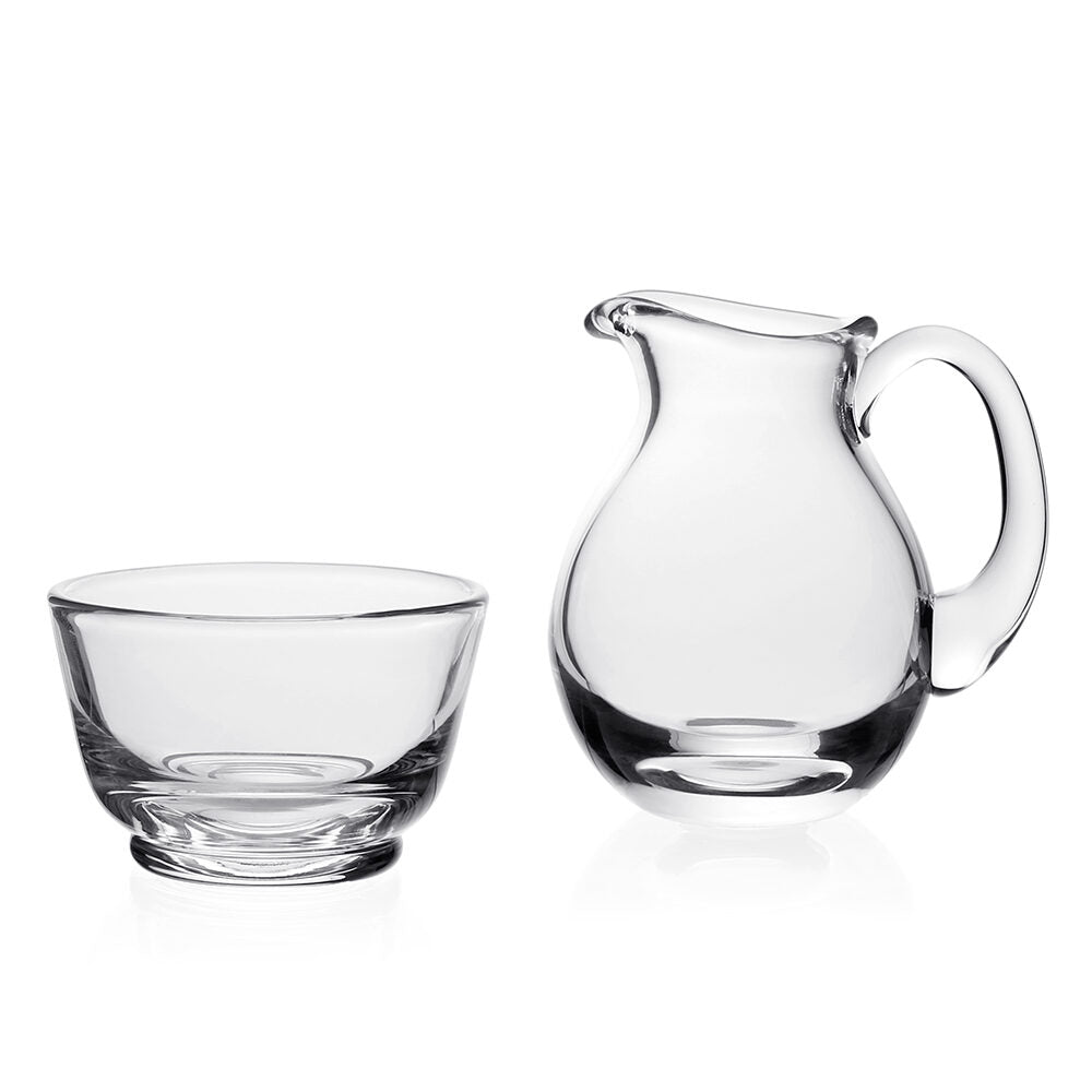 William Yeoward Classic Sugar & Cream Set, handmade crystal, on a white background