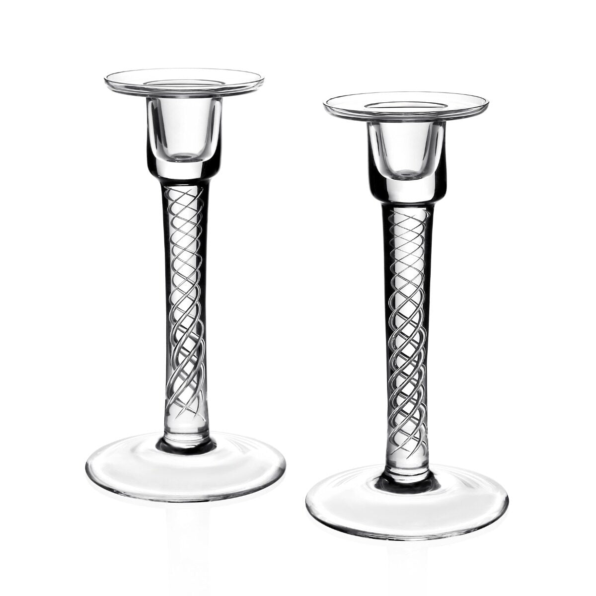 William Yeoward Cora Pair of Candlesticks 8" / 200mm, handmade crystal, on a white background