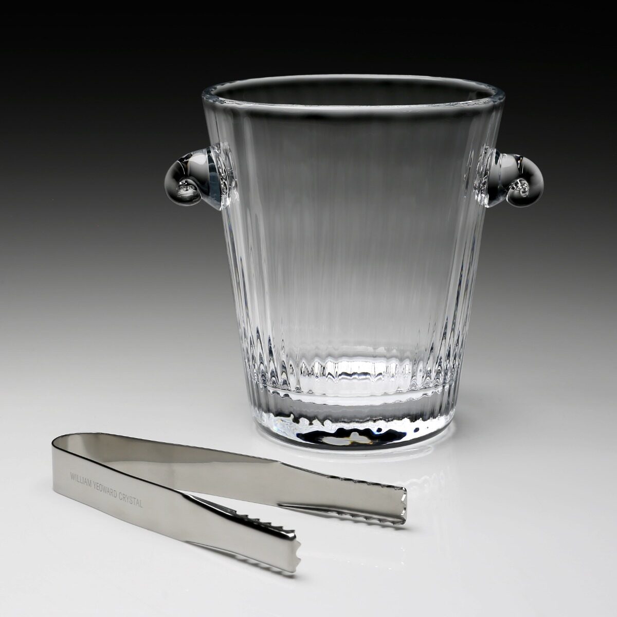 William Yeoward Corinne Ice Bucket with Tongs, handmade crystal, detail view