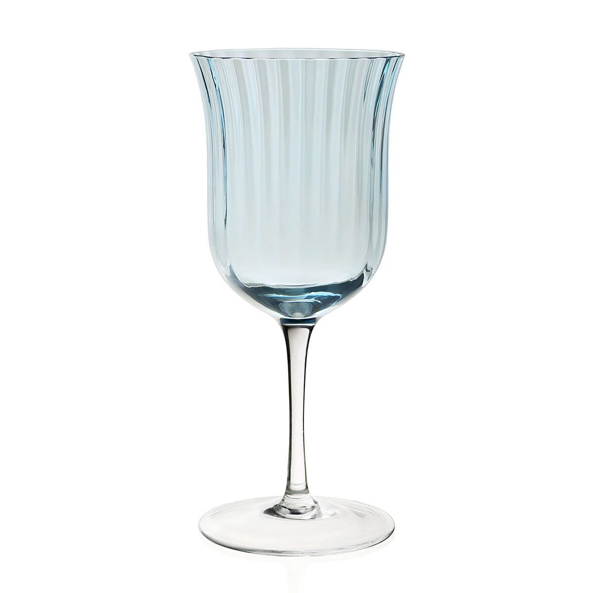 William Yeoward Corinne Water Goblet Blue in Blue, handmade crystal, on a white background