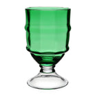 William Yeoward Cotswold Footed Hurricane 11" / 28cm Apple Green in Apple Green, handmade crystal, on a white background