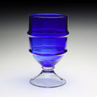 William Yeoward Cotswold Footed Hurricane 11" / 28cm Sky Blue in Sky Blue, handmade crystal, detail view