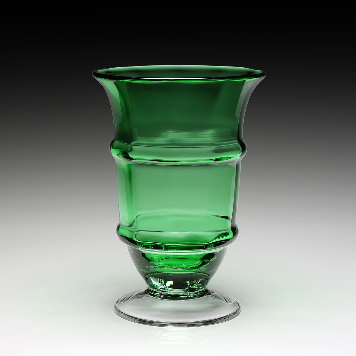 William Yeoward Cotswold Footed Vase 9½" / 240mm Apple Green in Apple Green, handmade crystal, detail view