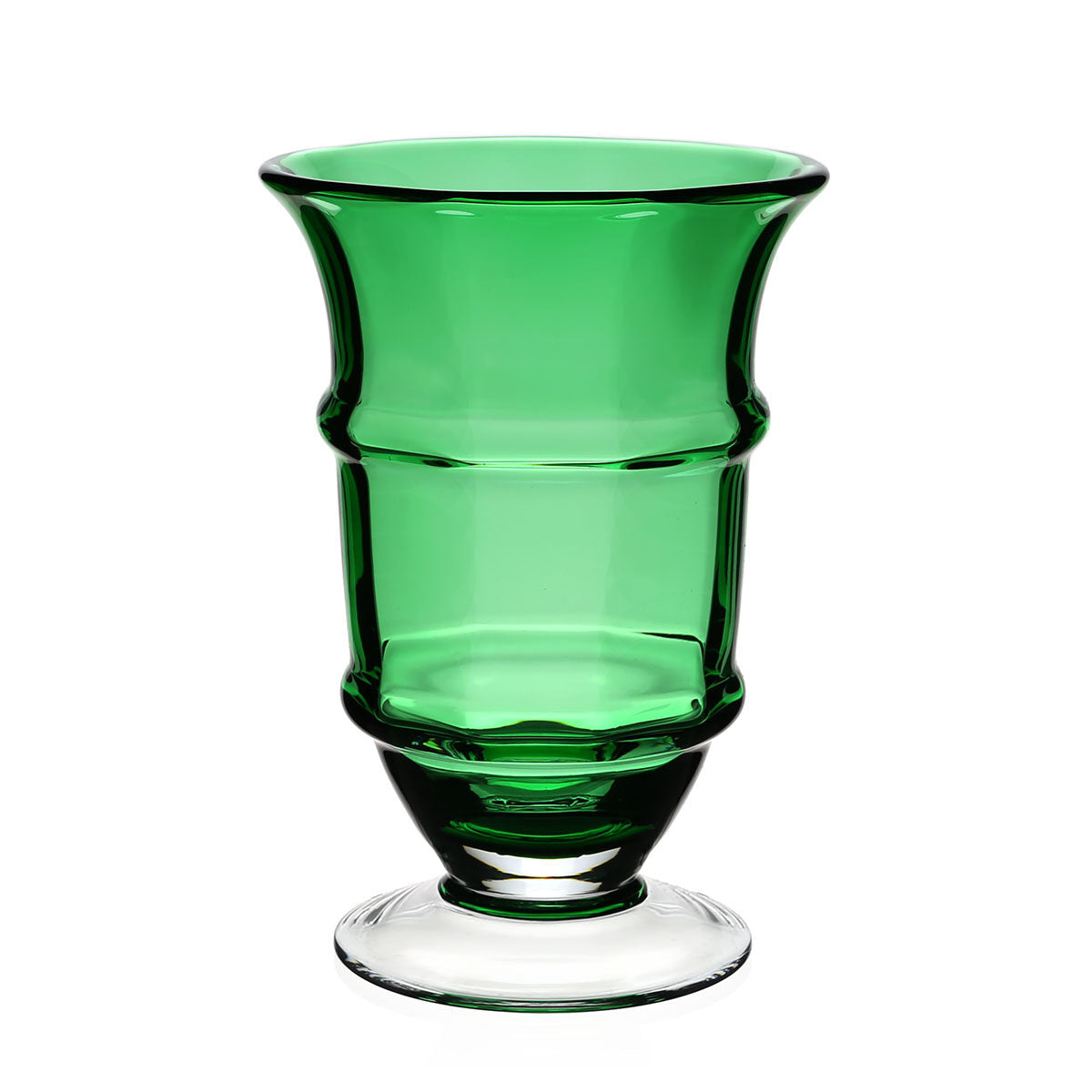 William Yeoward Cotswold Footed Vase 9½" / 240mm Apple Green in Apple Green, handmade crystal, on a white background