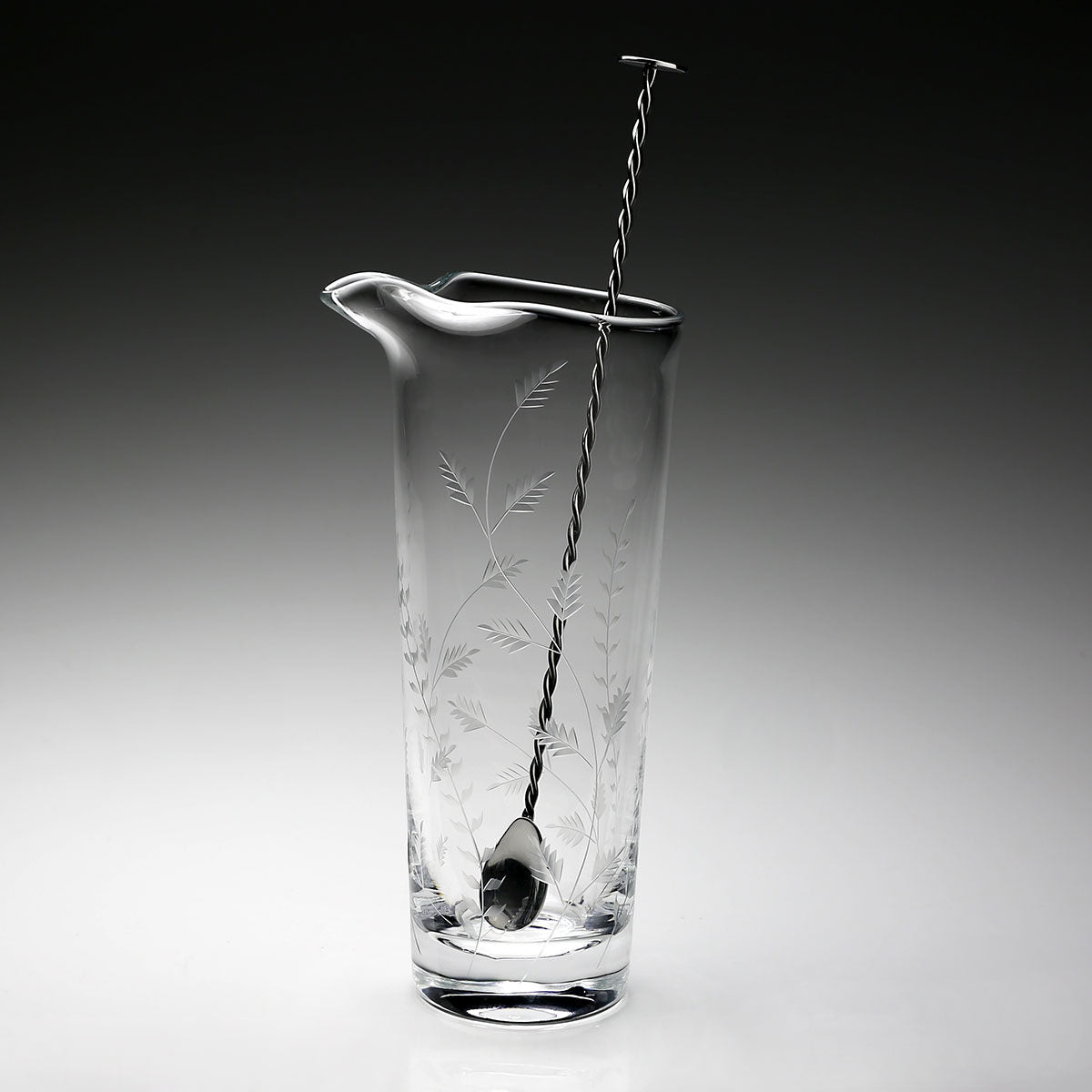 William Yeoward Daisy B Tall Cocktail Mixer & Spoon, handmade crystal, detail view