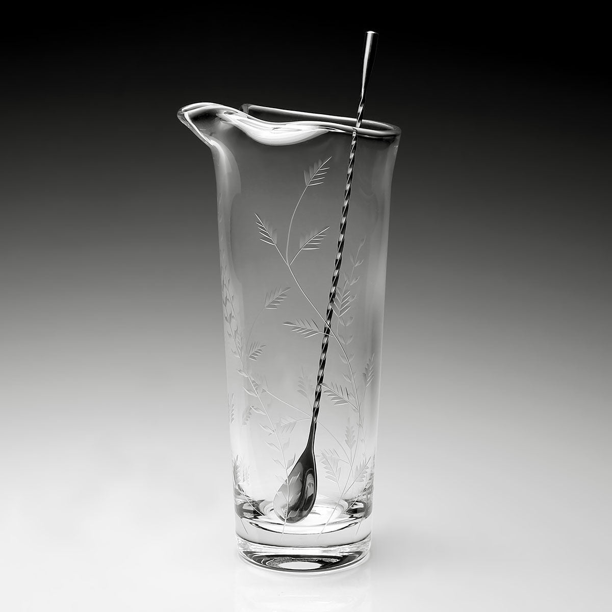 William Yeoward Daisy B Tall Cocktail Mixer & Spoon, handmade crystal, detail view
