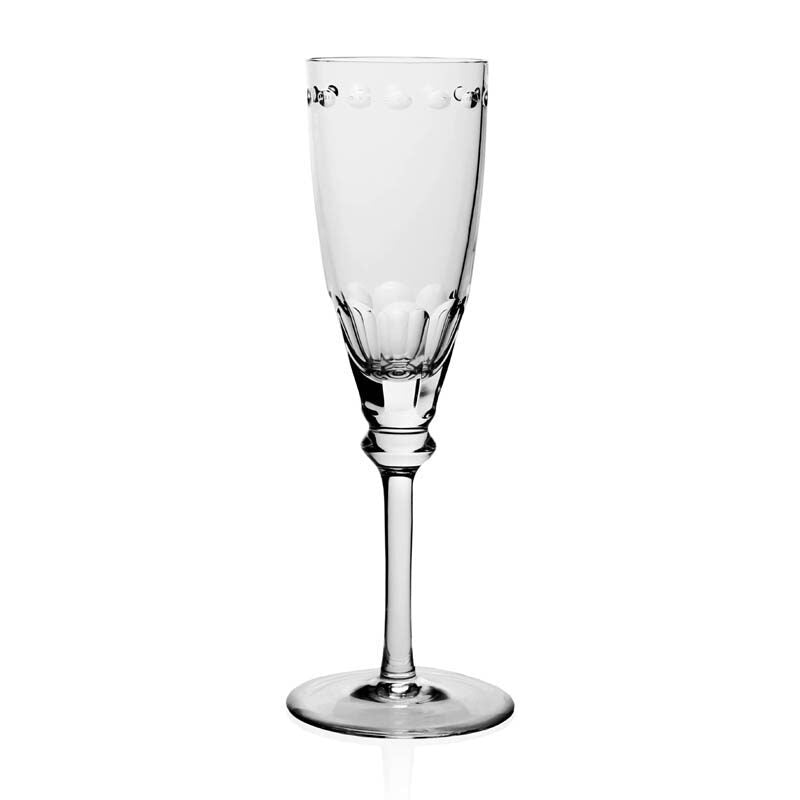 William Yeoward Eliza Champagne Flute, handmade crystal, on a white background