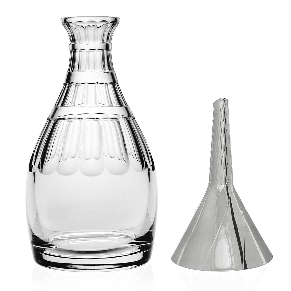 William Yeoward Ella Carafe & Funnel Boxed Set, handmade crystal, detail view