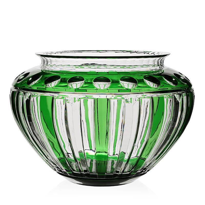 William Yeoward Emerald Centrepiece Bowl 13½" / 34.5cm - Limited Edition in Green, handmade crystal, on a white background