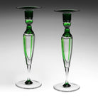 William Yeoward Emerald Pair of Candlesticks 12" / 30.5cm in Emerald, handmade crystal, detail view