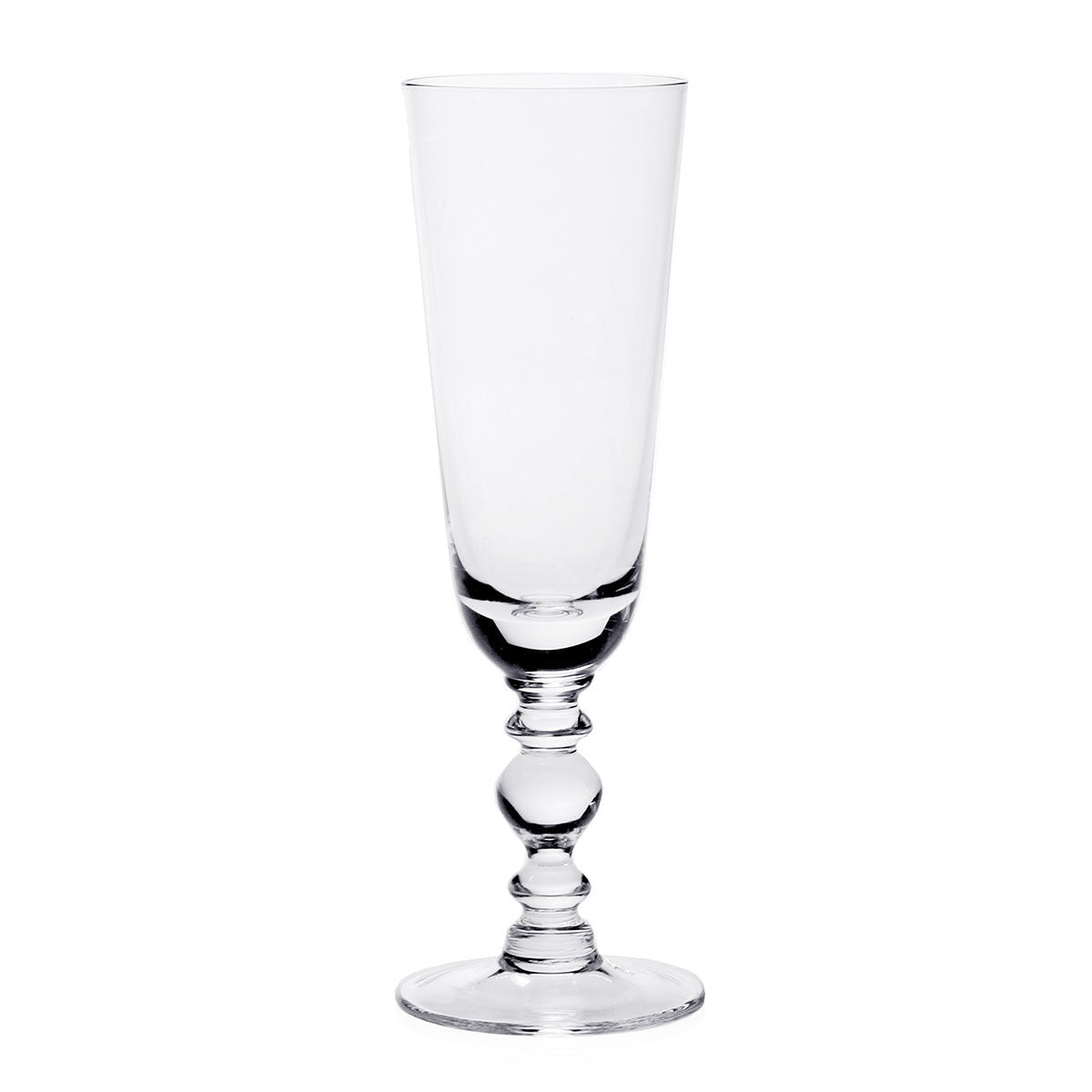 William Yeoward Fanny Champagne Flute, handmade crystal, on a white background