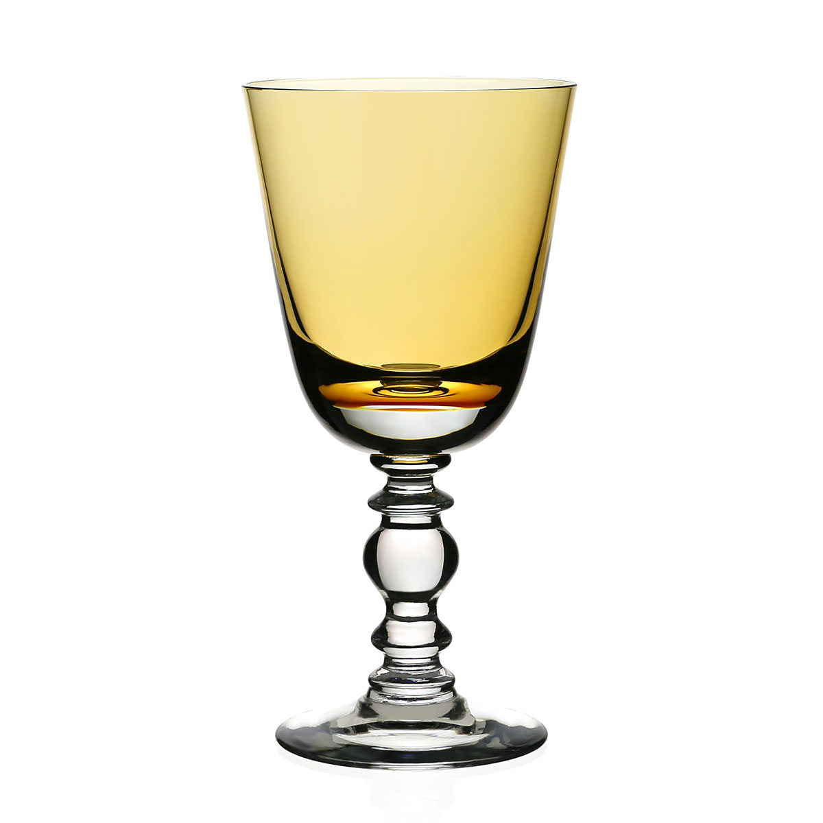 William Yeoward Fanny Goblet Amber in Amber, handmade crystal, on a white background