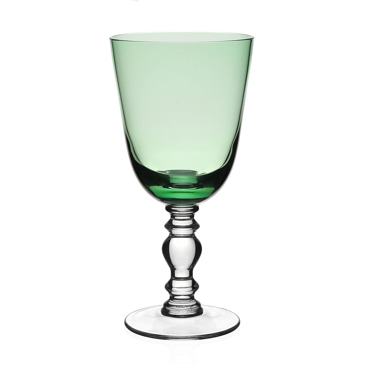 William Yeoward Fanny Goblet Apple Green in Apple Green, handmade crystal, on a white background