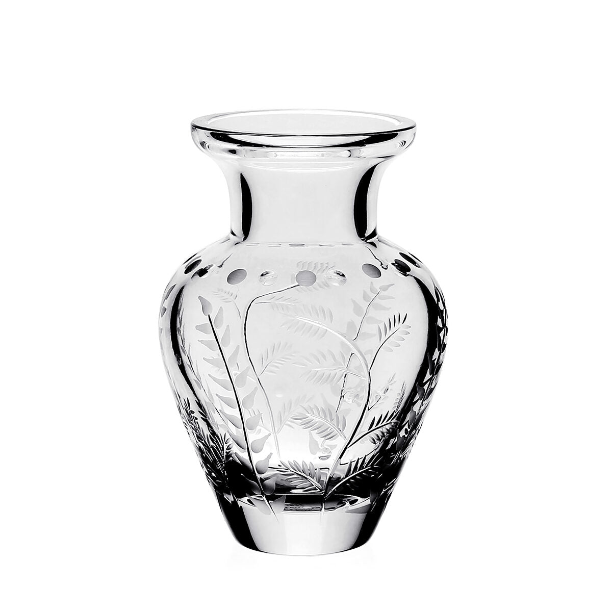 William Yeoward Fern Bouquet Vase 5½" / 141mm, handmade crystal, on a white background