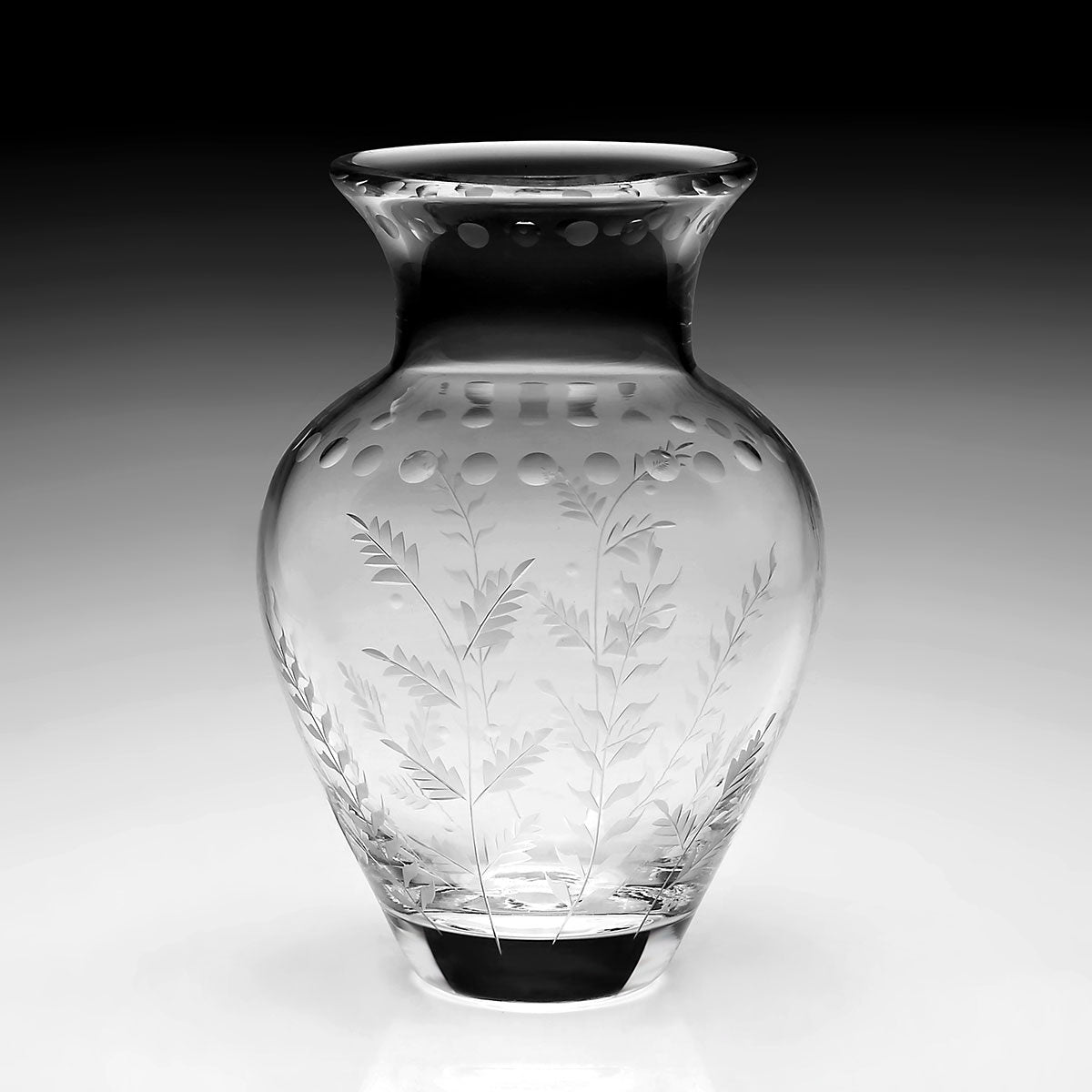 William Yeoward Fern Bouquet Vase 6½" / 166mm, handmade crystal, detail view