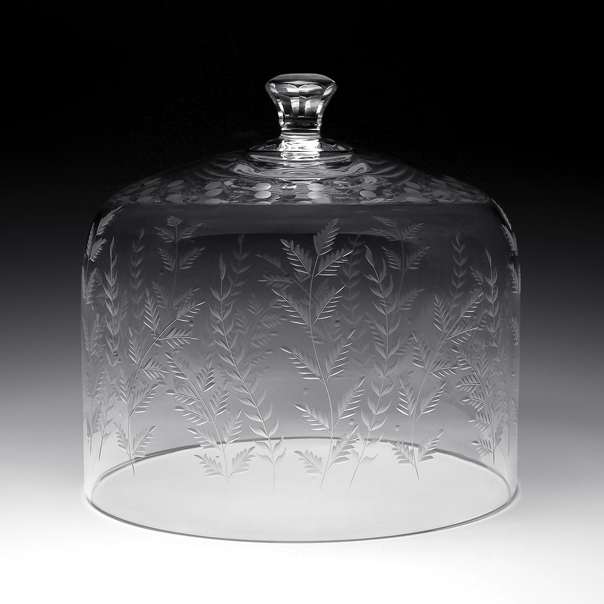 William Yeoward Fern Cake Dome, handmade crystal, detail view