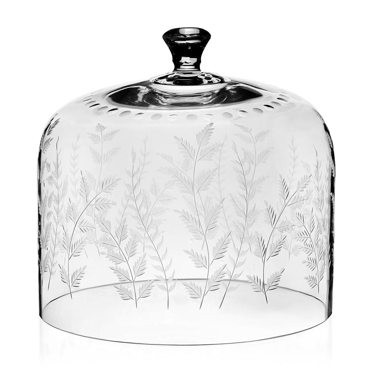 William Yeoward Fern Cake Dome, handmade crystal, on a white background