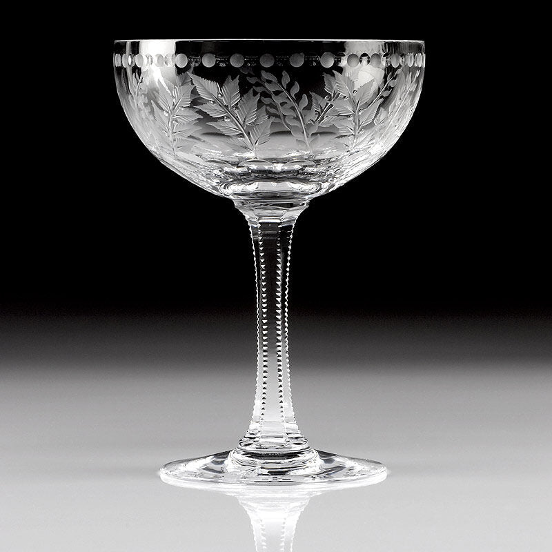 William Yeoward Fern Coupe Champagne, handmade crystal, detail view