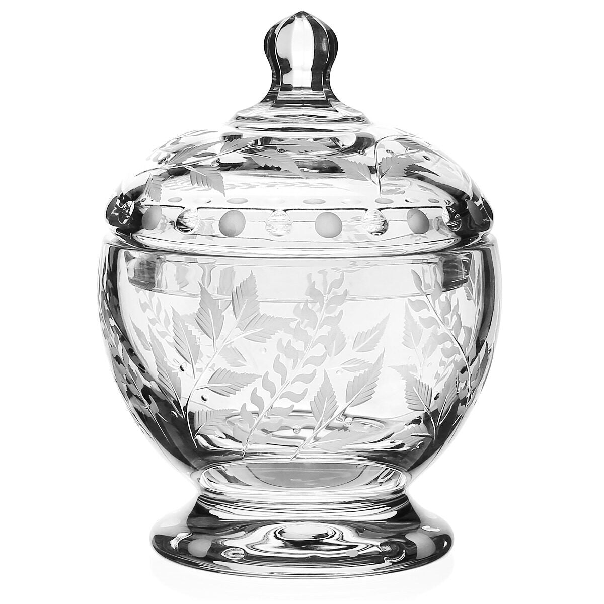 William Yeoward Fern Covered Bonbonniere 6½" / 166mm, handmade crystal, on a white background