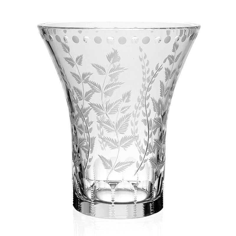 William Yeoward Fern Flower Vase 8" / 200mm, handmade crystal, on a white background