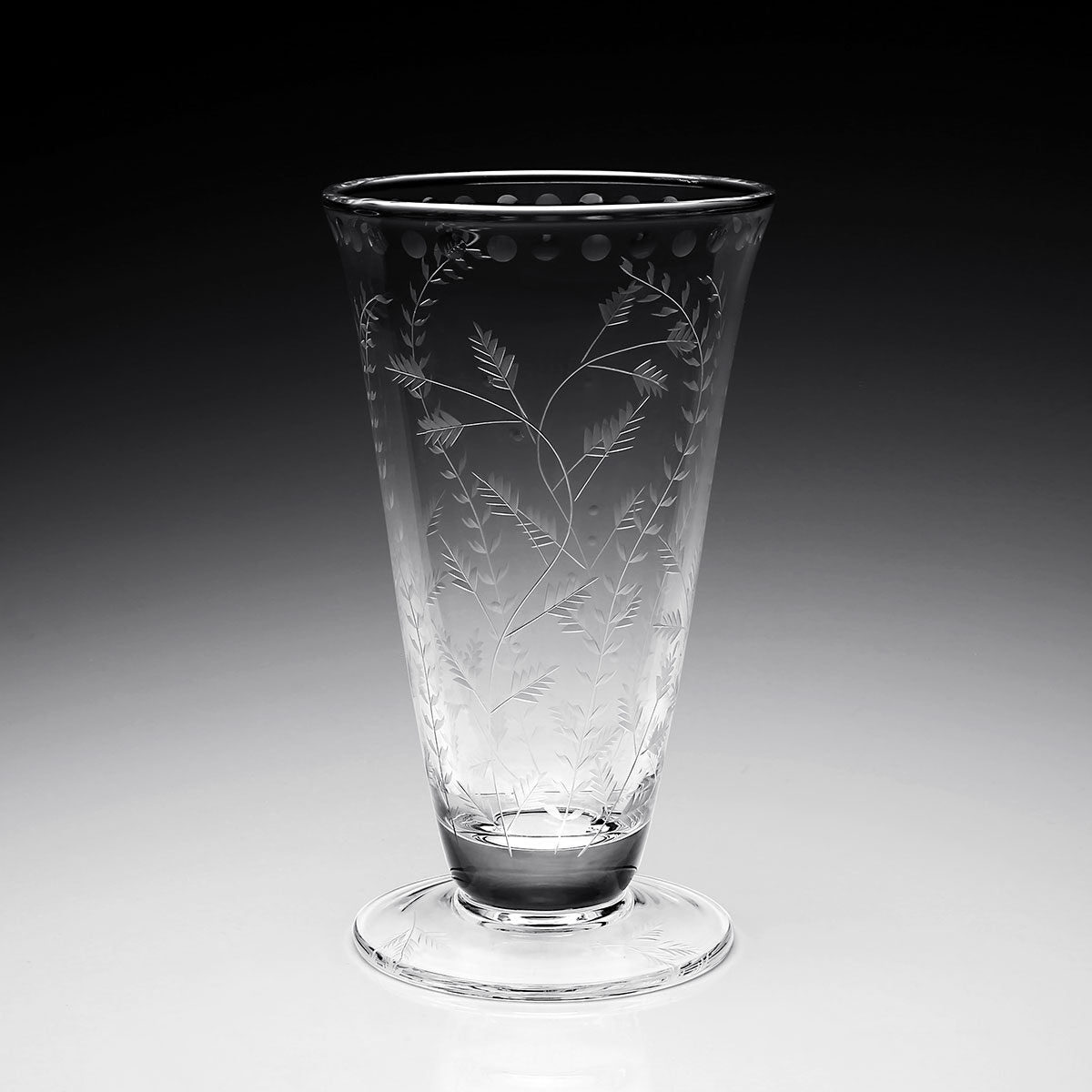 William Yeoward Fern Footed Flower Vase 10" / 25.5cm, handmade crystal, detail view
