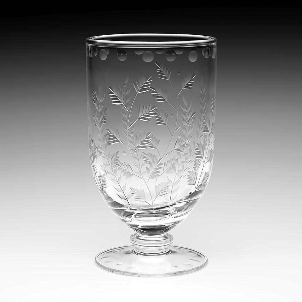 William Yeoward Fern Footed Flower Vase 7½" / 186mm, handmade crystal, detail view