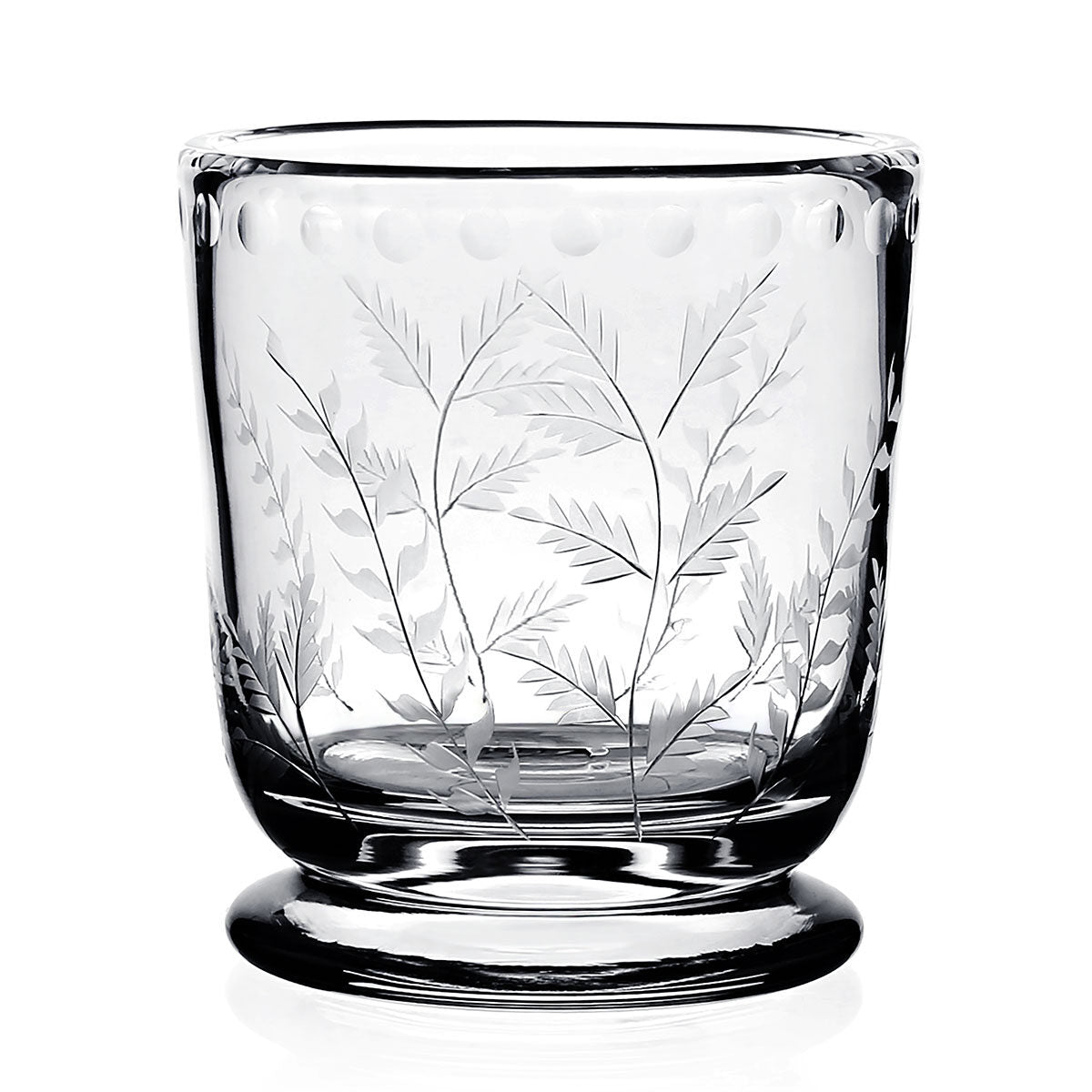 William Yeoward Fern Footed Vase 4½" / 111mm, handmade crystal, on a white background