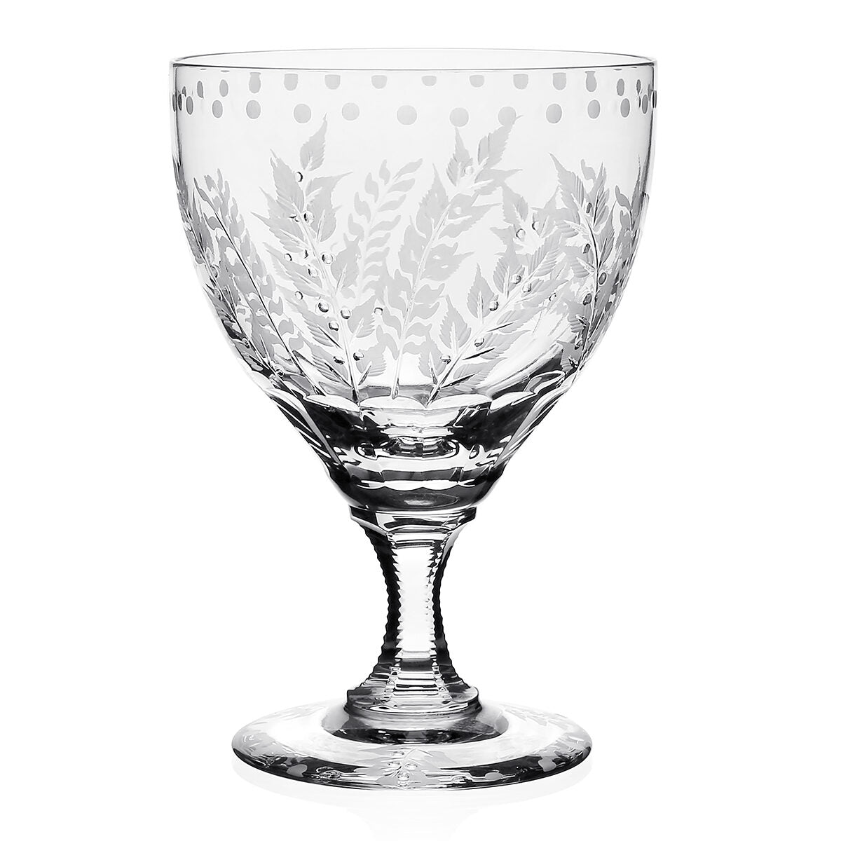 William Yeoward Fern Goblet, handmade crystal, on a white background