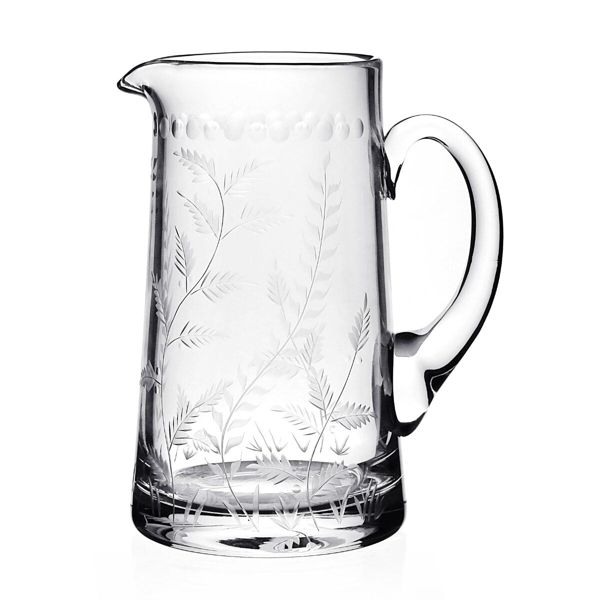 William Yeoward Fern Jug, handmade crystal, on a white background