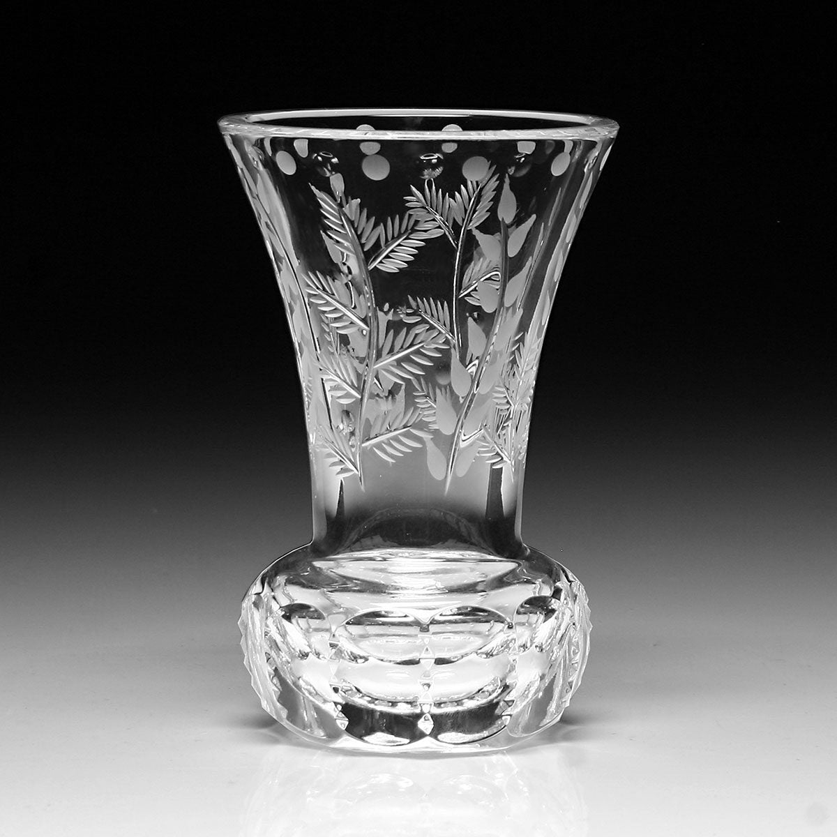 William Yeoward Fern Posy Vase 4" / 100mm, handmade crystal, detail view