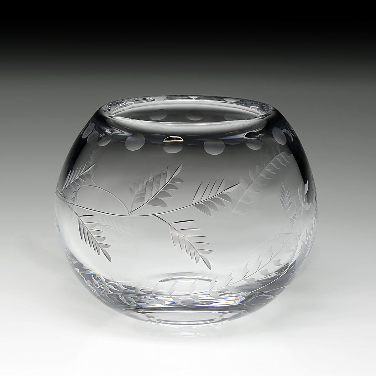 William Yeoward Fern Rose Bowl 5" / 128mm, handmade crystal, detail view