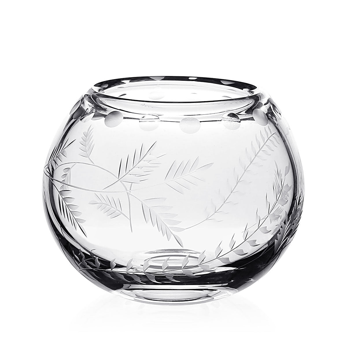William Yeoward Fern Rose Bowl 5" / 128mm, handmade crystal, on a white background