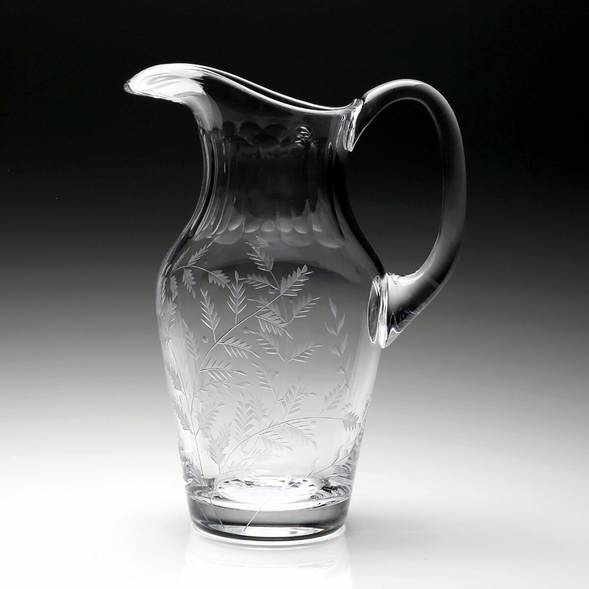 William Yeoward Fern Tall Pitcher, handmade crystal, detail view